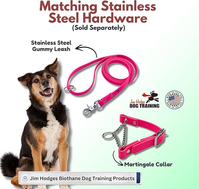 Martingale Collar for Dogs, Biothane, Stainless Steel Hardware, No Pull, Made in The USA, Professional Grade, XS, Pink