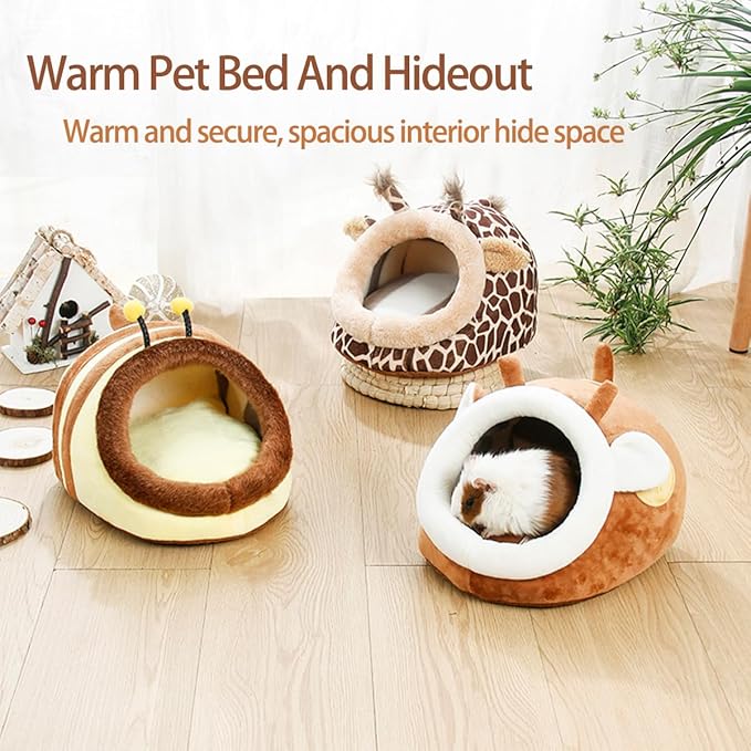 EAEDMY Guinea Pig Bed House & Hideout for Rat Bearded Dragon Hedgehog Ferret to Sleep and Hide, Guinea Pig Cage Accessories Habitat Décor (X-Large, 6.Christmas fire Dragon)