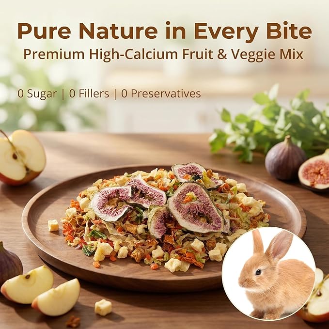 RAINFLOW High Calcium Dried Fruit & Vegetable - Birds & Small Pet Food Mix for Sugar Glider, Bird, Hamster, Parrot Treats Blend, Calcium Supplement for Bearded Dragon, Guinea Pig, Rabbit & More