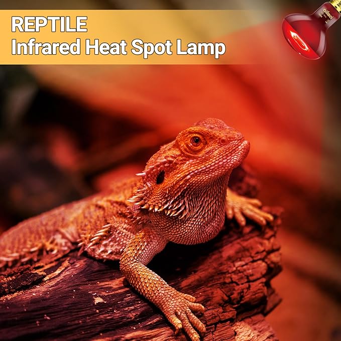 Oiibo Reptile Heat Lamp Blub, 2Pack 100W Day & Night Reptile Heat Lamp, UVA Daylight Heat Basking Bulb Infrared Heats Light Bulb for Reptiles Bearded Dragon Lizard Turtles