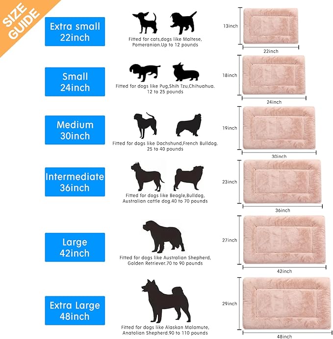 Dog Beds Crate Pad for Large Dogs Ultra Soft Dog Crate Bed Washable & Anti-Slip Kennel Pad for Dogs Cozy Sleeping Mat,Pink 42inch
