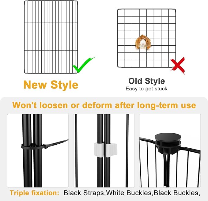 Tresbro Guinea Pig Cage with Waterproof PVC Bottom Liner & One-Hand Release Hook, Triple Fixing C&C Cage for Guinea Pigs, Bunny, Rabbit, Hedgehog, Small Animal Indoor Playpen 48''L x 24''W x 16''H