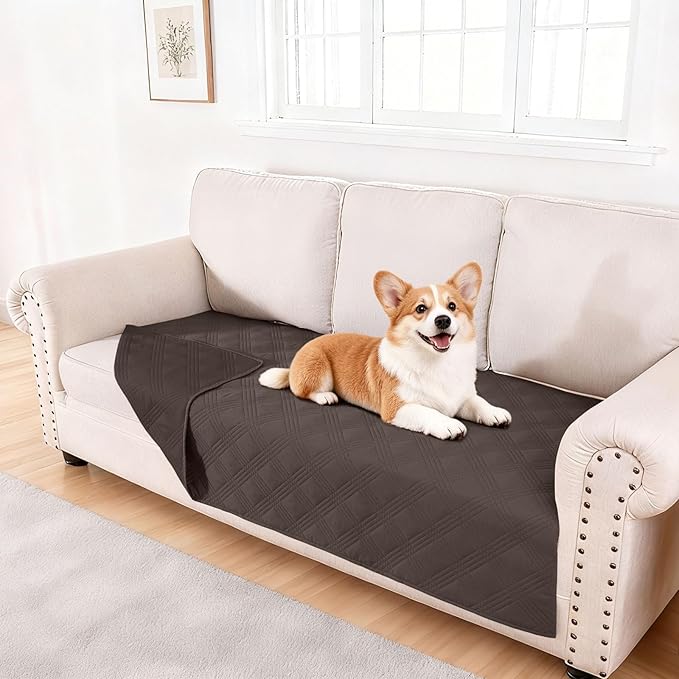 hyha Waterproof Dog Blanket, Reversible Pet Bed Blanket, Soft Sofa Couch Cover for Dogs Washable, Waterproof Pet Couch Covers for Sofa Puppy Cats Furniture Protector(40"x70", Chocolate/Chocolate)