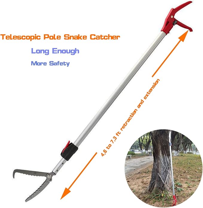 7.3ft Snake Catcher Tongs Grabber Professional Traps Stick Heavy Duty Auminum Alloy Pick-up Handing Tools