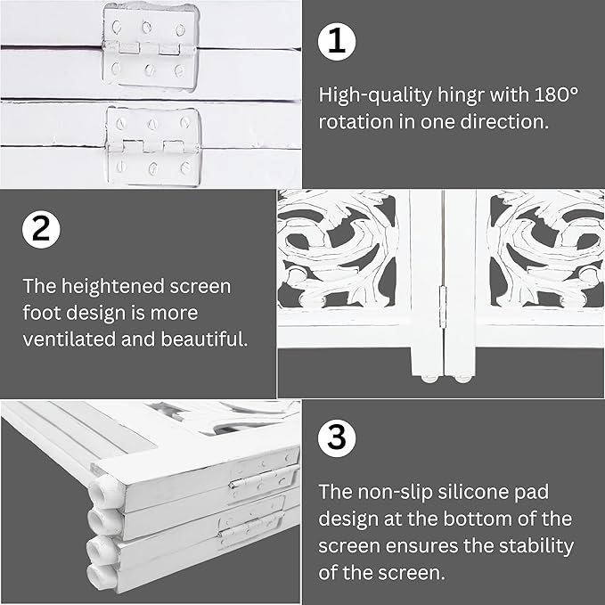Lightnpro Wooden Dog Gate -Foldable Freestanding Pet Gate for Indoor Use, Adjustable Safety Barrier for Dog, Puppies & Small Pets, for Stairs & Doorways- 24" Height 18" Wide (4 Panel) Antique White