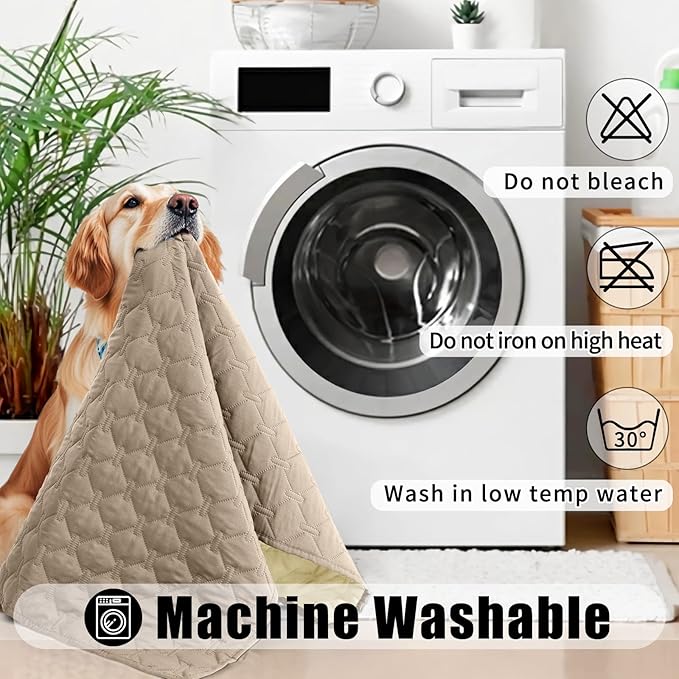 Smiry Waterproof Dog Bed Cover Blanket, Soft Reversible Pet Blanket, Washable Leakproof Cats Dogs Couch Cover for Sofa, Couch, Furniture (40x50 Inch, Taupe/Beige)