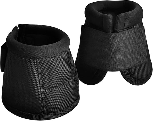 Equine Ballistic Overreach Bell Boots, No-Turn Horse Hoof Protection Boots (Sold in Pairs) Black Medium