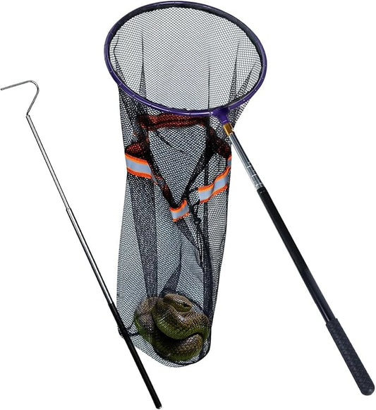 IC ICLOVER Snake Catcher Net + 39" Collapsible Snake Hook, Snake Grabber Handling Tool, Reptile Catching Net with Telescopic Pole Stick, Best Tool Set for Moving Pick-Up Rattle Snakes Lizard Reptiles