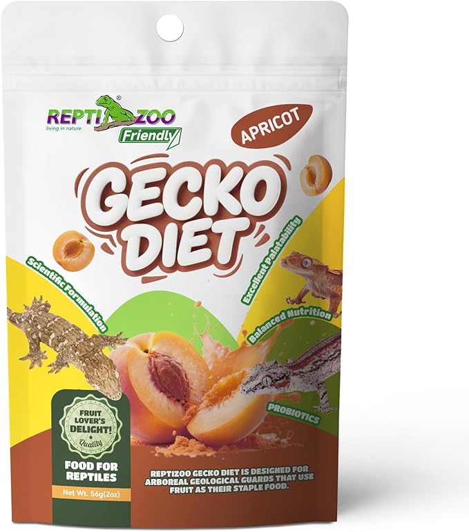 Crested Gecko Food, Fruit Mix Apricot Complete Diet Gecko Food 2oz