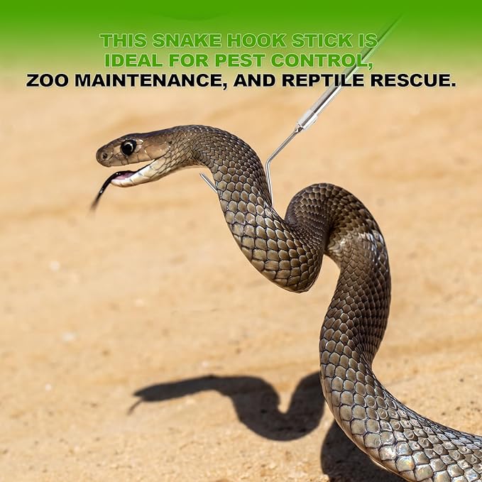 Snake Hook, Snake Grabber Tool Heavy Duty with 42 Inch Extensible Stainless Steel, Snake Tongs Stick for Rattlesnake, Copperhead Snake, Ball Python, Rattle, Cobra, Corn, Rosy Boas