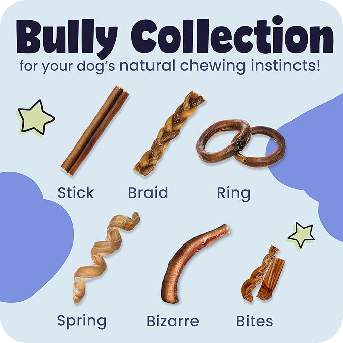 Pawstruck All-Natural 7" Bully Sticks for Dogs - Long Lasting, Rawhide-Free, Low Odor & Grain-Free Dental Chew Treat - Healthy Single Ingredient, 100% Real Beef - 1 lb Bag
