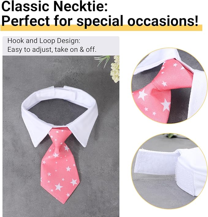 Segarty Cat Neck Tie, 6 Pack Cat Necktie with Suit White Collar Adjustable, Pet Tuxedo Costume Outfits for Male Boy Small Dogs Puppies Birthday, Valentine's Day, Wedding