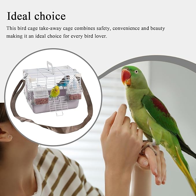 Portable Bird Cage - Heavy-Duty Travel Carrier, Convenient Handle, Small Animal Housing, Durable Pet Enclosure | Safe Transport Cage for Cockatiels Budgies Peony Pearl Munias Travel Home