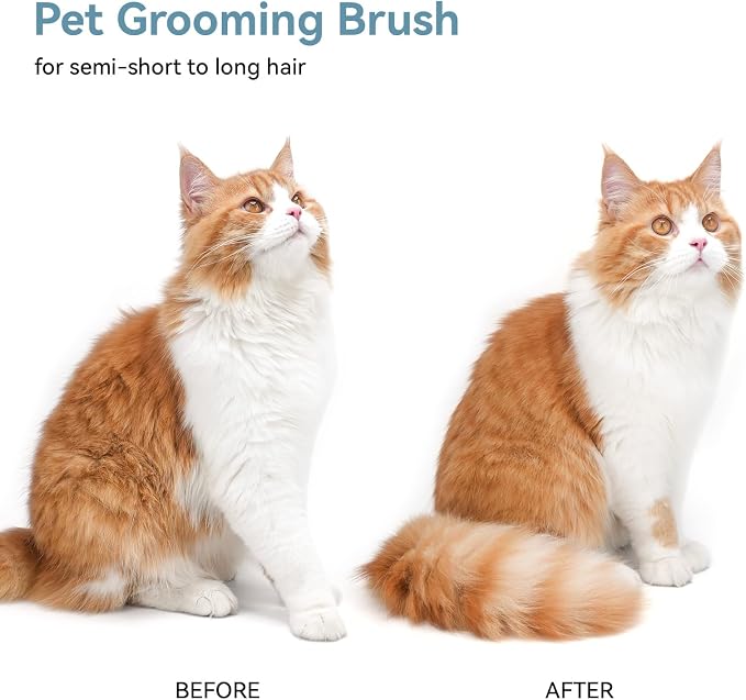 Aumuca Skin Friendly Self-Cleaning Slicker Brush for Dogs & Cats, Gentle Pet Grooming Tool for Shedding & Deshedding, Efficient Hair Remover for Long & Short Haired Pets - Image 8