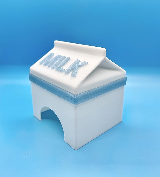 Milk Carton Small Pet Hide - Kawaii Hideaway House - Great for Geckos, Hamsters, Frogs, Mice, Fish Tanks and More!
