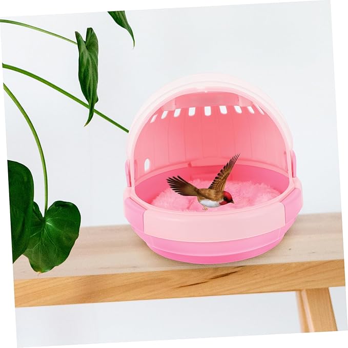 BESPORTBLE 1set Portable Parrot Cage Ventilation Design for Safe Travel Pet Carrier for Birds Hamsters and Animals Lightweight and Breathable Nest Pad Included