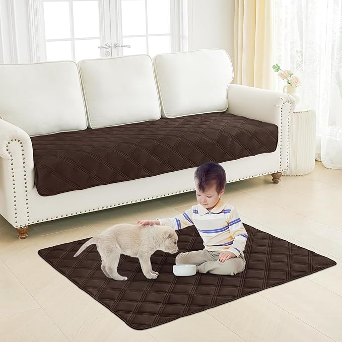 Smiry Waterproof Dog Bed Cover Blanket 40x50, Soft Reversible Pet Blanket, Washable Leakproof Cats Dogs Couch Cover for Sofa, Couch, Furniture, Chocolate/Chocolate