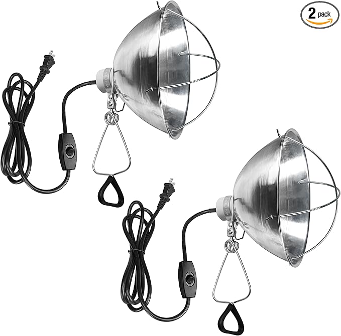Simple Deluxe Clamp Lamp Light with 10.5 Inch Adjustable Aluminum Reflector and 6 Feet Cord, up to 250W E26 Socket (no Bulb Included), 2-Pack