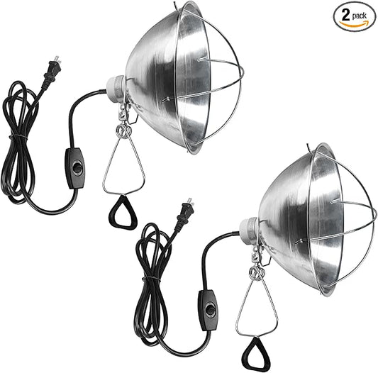 Simple Deluxe Clamp Lamp Light with 10.5 Inch Adjustable Aluminum Reflector and 6 Feet Cord, up to 250W E26 Socket (no Bulb Included), 2-Pack