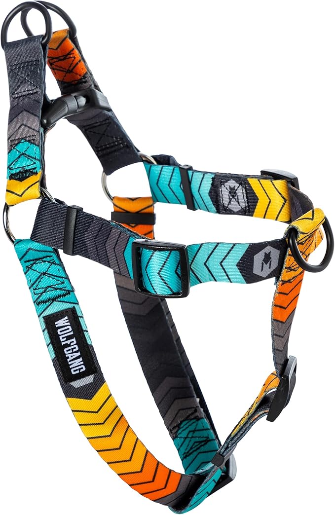Wolfgang Heavy Duty Adjustable Dog Harness, Pull-Tested to Over 800 lbs for Walking & Training, ChevTech Print, Medium