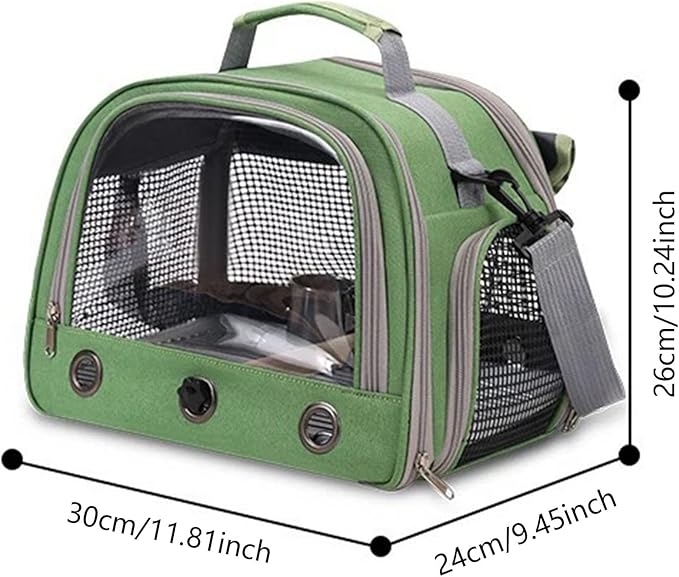 Bird Traval Carrier Cage, Bird Carrier with Seat Belt, Multifunctional Small Animal Backpack, Pet Transparent Breathable Carriers for Small Birds Parrots (Grey)