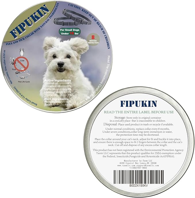 Flea and Tick Collar for Small Dogs, 2‑Pack | 8‑Month Waterproof Protection with Natural Essential Oils | Includes Comb