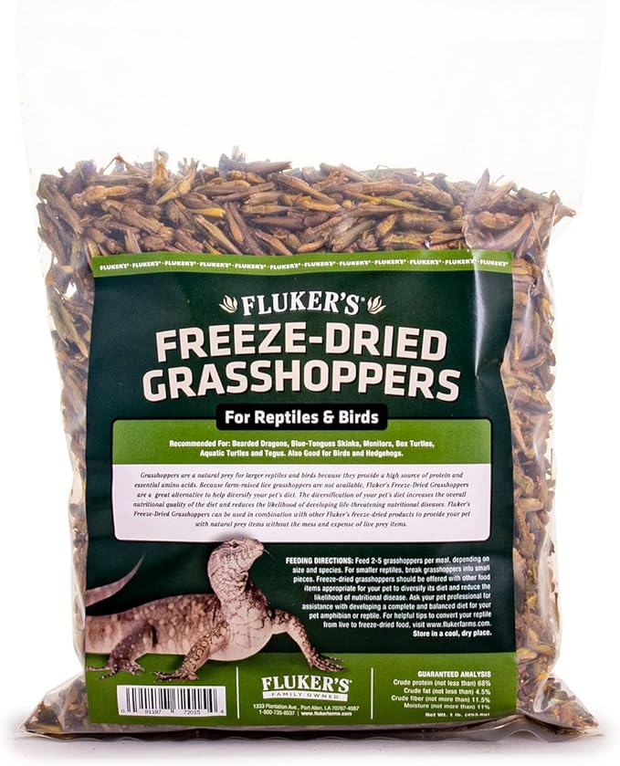 Fluker's Freeze Dried Grasshoppers for Reptiles, Packed with Protein and Essential Nutrients, 1 lb. Value Pack