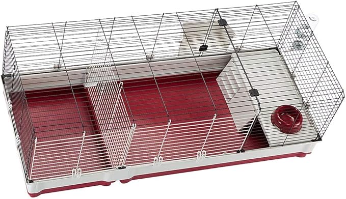 Ferplast Krolik Extra-Large Rabbit Cage w/Wire Extenstion | Rabbit Cage Includes All Accessories & Measures 55.9L x 23.62W x 19.68H & Includes All Accessories | 1-Year Manufacturer's Warranty