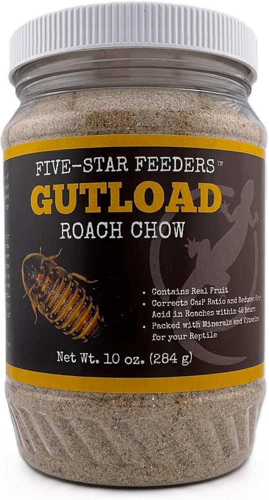 Roach Gutload Formula – Nutrient-Rich Pre-Feeding Diet for Dubia Roaches and Feeder Insects – 10 oz Plastic Jar