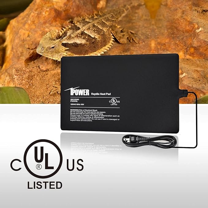 iPower 8x12 Inch Reptile Heat Pad Under Tank Heater, Energy-Efficient & Waterproof Design Terrarium Warmer Mat for Turtles, Lizards, Snakes & Small Pets