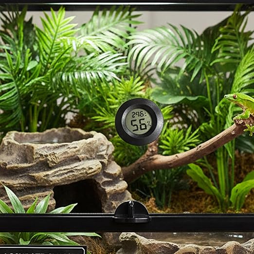 Reptile Tank Thermometer 4-Pack Reptile Thermometer and Humidity Gauge, Round LCD Digital Digital for Tank, Terrarium, Greenhouse