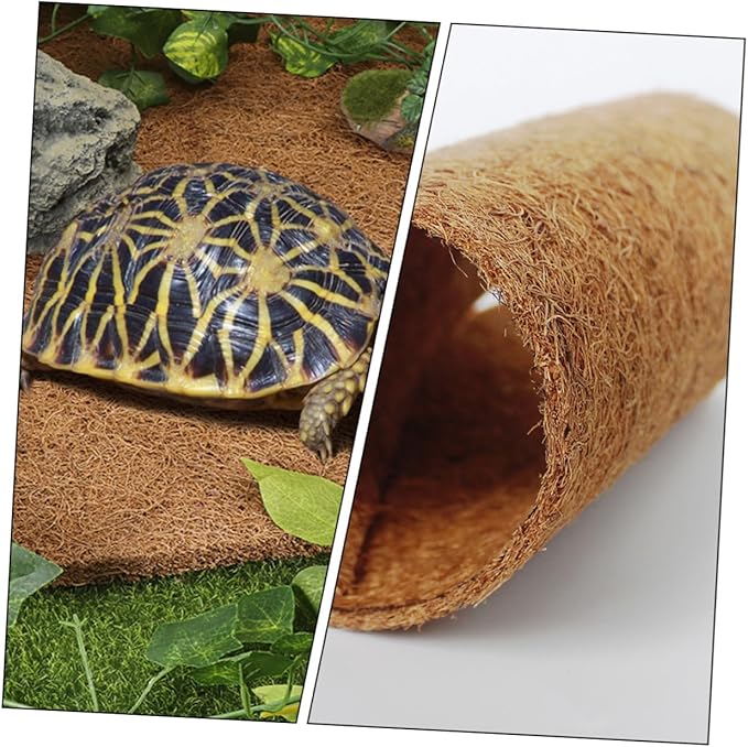 Mobestech Reptile Coconut Fiber Carpet Mat Non-Adhesive Terrarium Substrate Liner for Bearded Dragon Leopard Gecko Tortoise Lizard Bedding Pad with Water Permeability and Airflow