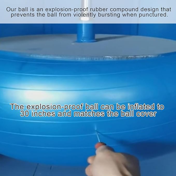 30 Inch Giant Herding Ball with Ball Cover Anti Burst Please Watch VCR for How to Inflation Horse Toys for Horses Entertainment Play, Pump Included(Cute, Blue)