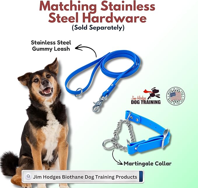 Martingale Collar for Dogs, Biothane, Stainless Steel Hardware, No Pull, Made in The USA, Professional Grade, XS Light Blue