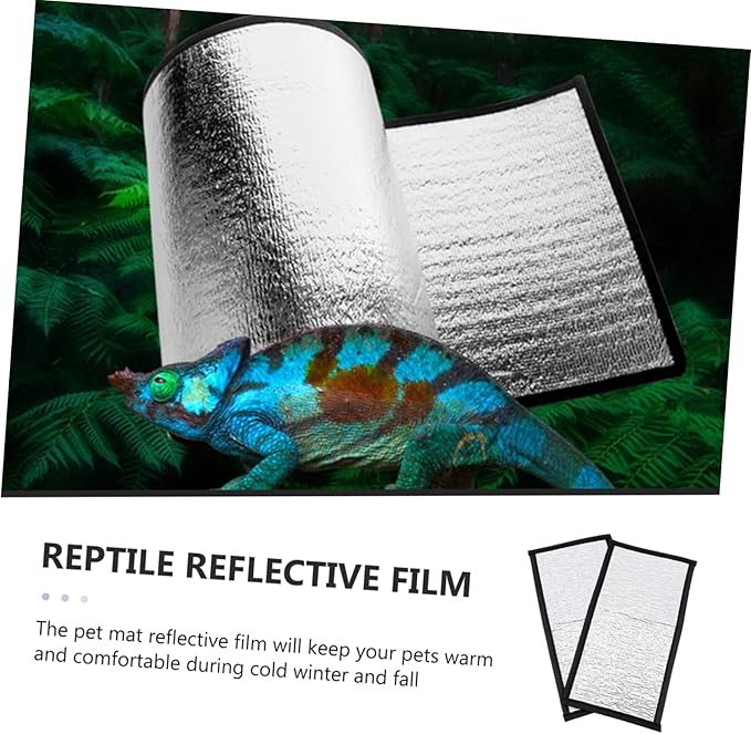 BESTonZON 2pcs Reptile Thermostat Accessory Lightweight Warm Mat Reflective Film for Turtle Tank Heater