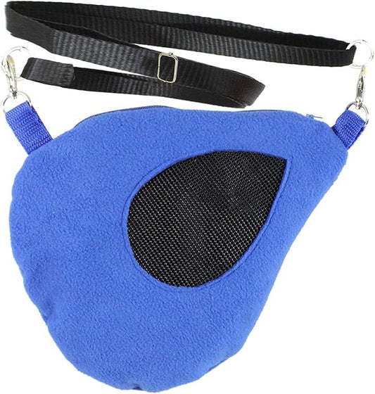 Teardrop Carry Pouch (Blue) - Small Animal Fleece Bonding Pouch - for Sugar Gliders, Hamsters, Gerbils, Mice, Degus & Other Small Pets