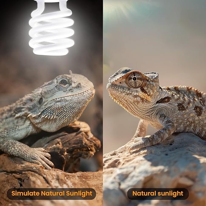 UVA UVB Reptile Light 10.0, 26W Desert UVB Compact Fluorescent Terrarium Lamp, UVB Light for Reptiles, UVB UVA Light Bulb for Reptiles Bearded Dragons Lizards Tortoises Snakes