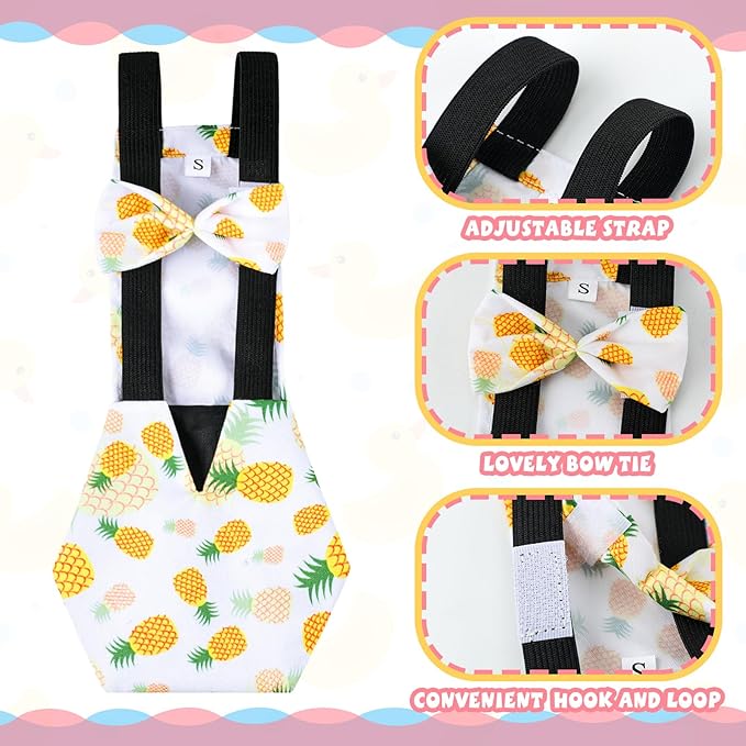 6 Pcs Chicken Diapers for Indoor Chickens Reusable Washable Duck Diapers with Bowtie Adjustable Ducklings Pet Poultry Potty Training Clothes for Rooster Chicken Geese(Classic,M)