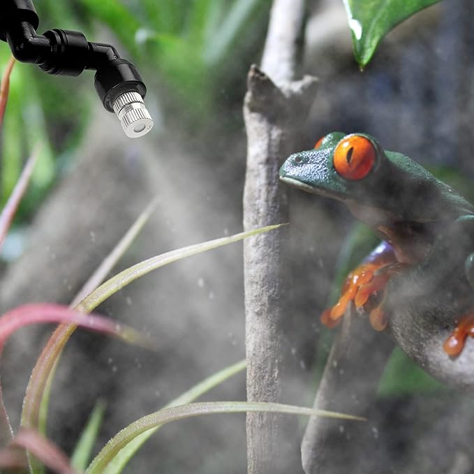 4 Pcs Reptile Mister Nozzle Terrarium Reptile Fogger with Valve, Adjustable Terrarium Misting Accessories Cooling Misting System for Reptiles Rainforest
