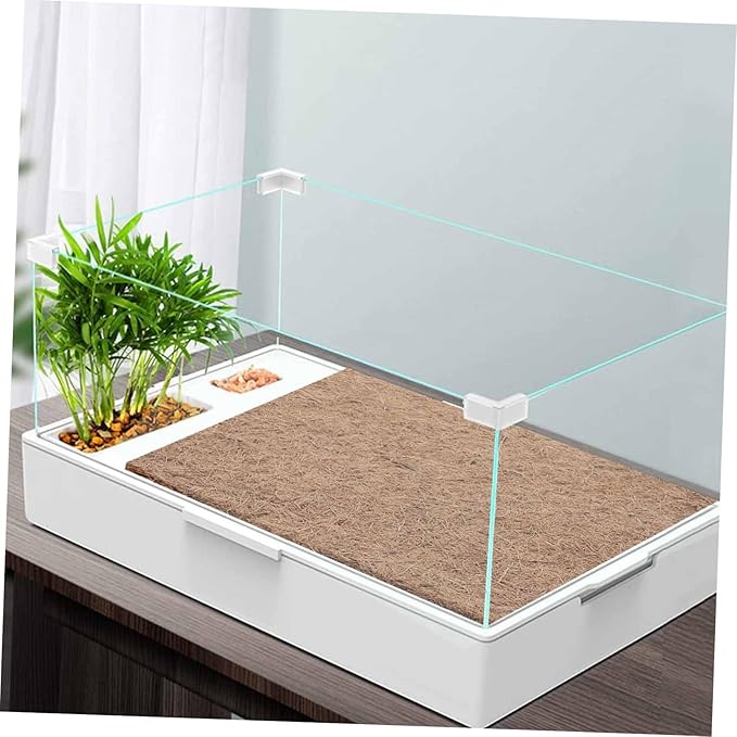 TOYANDONA 4pcs Natural Coconuts Fiber Reptile Mat Slip Resistant Bedding for Bearded Dragons Geckos Tortoises Safe Substrate for Terrariums Comfortable Habitat Flooring