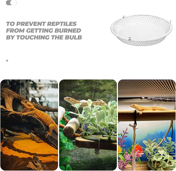 GANAZONO Reptile Heat Lamp Cover -Scald Mesh for Lizard Tank Sturdy Iron Heat Dissipation Reptile Habitat Accessory