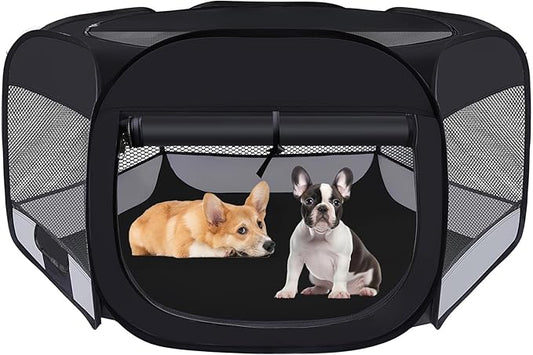 Dog Cat Playpen,Portable Pet Puppy Playpen,Rabbit Puppy Dog Play Pen for Indoors,Dogs Tent for Indoor Cats,Kitten Playpen,Collapsible Small Cats Crate Cage for Small Dogs with Carrying Case(Grey, S)