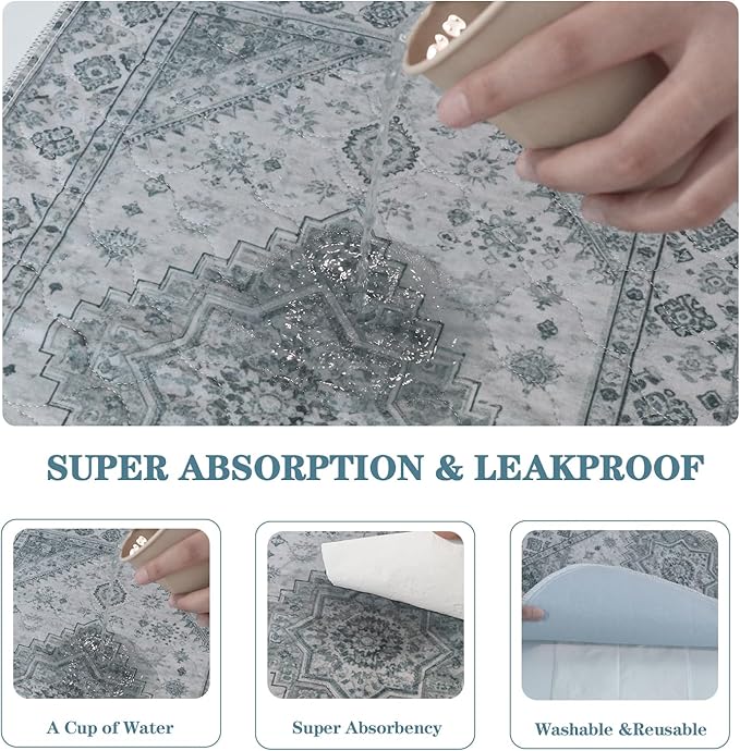 Qeils Washable Pee Pads, Reusable Puppy Pads Super Absorbent Leakproof Dog Training Pads, Non-Slip Wee Wee Pads for Crate, Floor, Potty Pads Feeding Mat Dog Pee 2 Pack 36"x41"