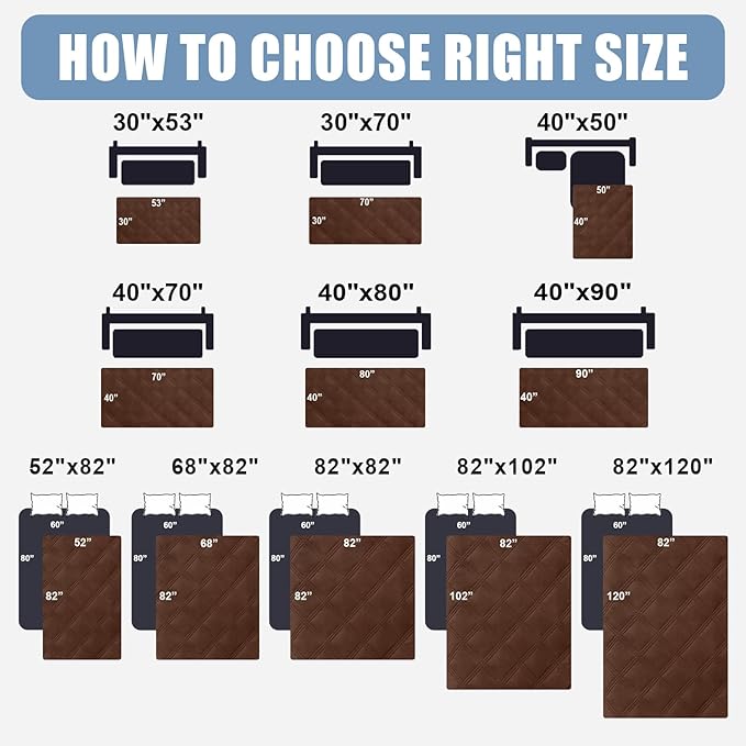 Smiry Waterproof Dog Bed Cover Blanket 30x70, Soft Reversible Pet Blanket, Washable Leakproof Cats Dogs Couch Cover for Sofa, Couch, Furniture, Brown/Brown