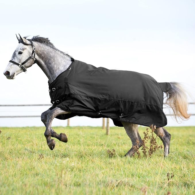 HORZE Nevada Medium Weight 1200D Waterproof Horse Turnout Blanket (200g Fill) - Black - 81 in