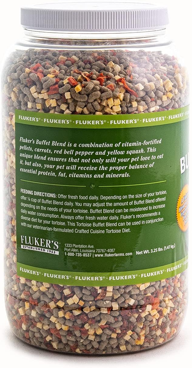 Fluker's Buffet Blend Tortoise Diet, Veggies with Fortified Pellets, 3.25 lbs.