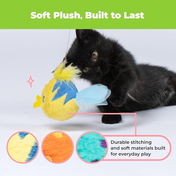 Best Pet Supplies Catify Interactive Cat Toy with Catnip - Fluffy Fish Set - Image 3