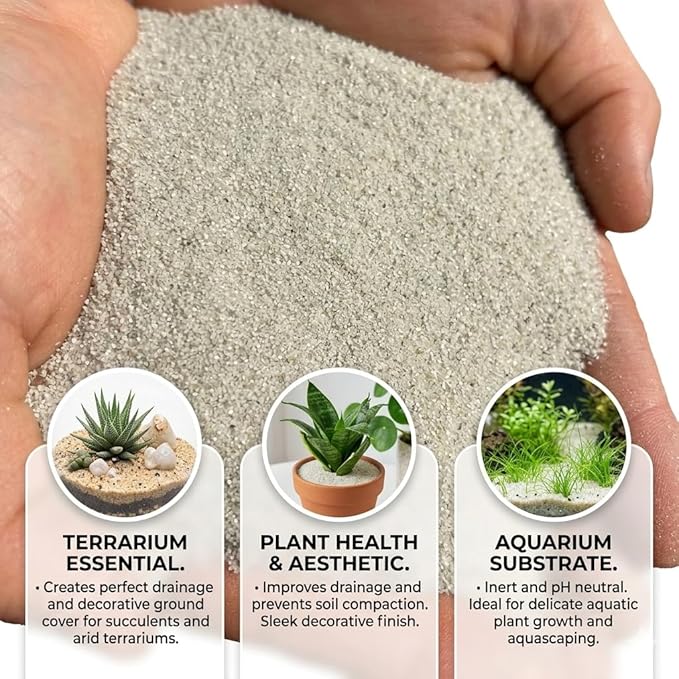 Fine Sand for Plants – Washed Horticultural Sand for Succulents, Cactus, Potting Mixes & Terrariums | Natural Silica Sand, Made in USA (2 Quarts, 6 lbs)