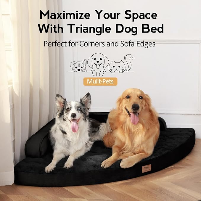 MEKIY Large Orthopedic Dog Bed with Sides XXXL Dog Beds with Removable Washable Cover Non-Slip Waterproof Pet Bed for Extra Large Dogs - Black XXXL