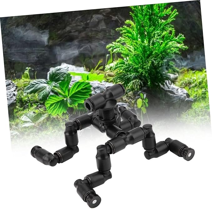 BESPORTBLE 1set Adjustable Reptiles Cooling Nozzle for Mist Spraying Rainforest Tank Rotatable Pet Cooling Sprayers for Lizard Gecko and Amphibian Supplies Black